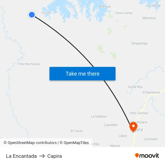 La Encantada to Capira map