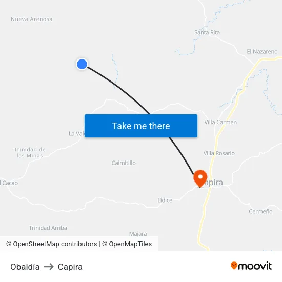 Obaldía to Capira map