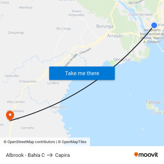 Albrook - Bahía C to Capira map