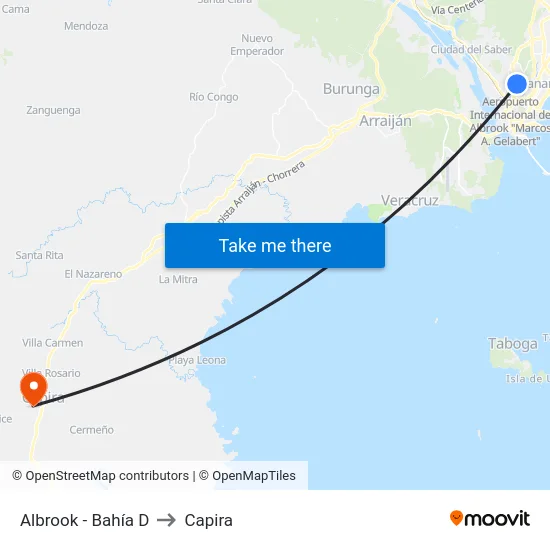 Albrook - Bahía D to Capira map