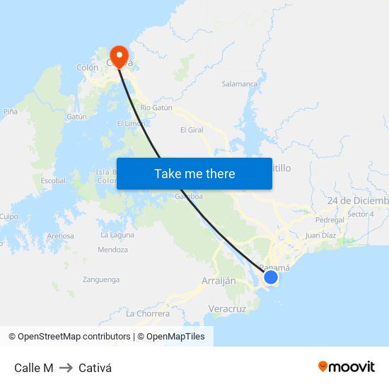 Calle M to Cativá map