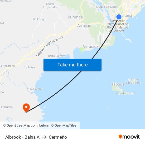 Albrook - Bahía A to Cermeño map