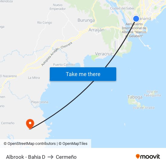 Albrook - Bahía D to Cermeño map