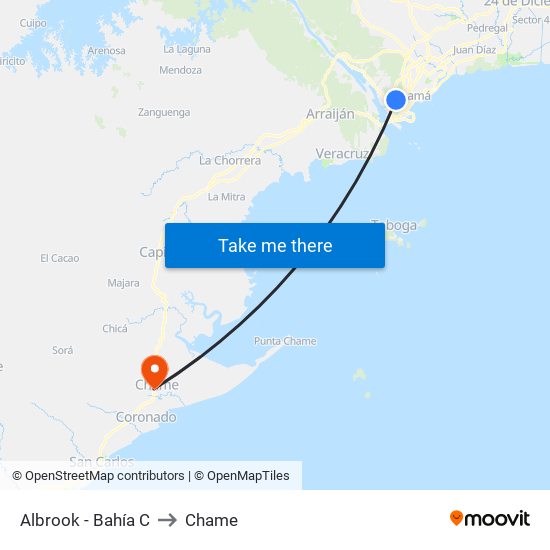 Albrook - Bahía C to Chame map