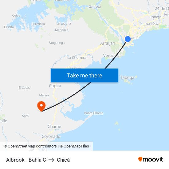 Albrook - Bahía C to Chicá map