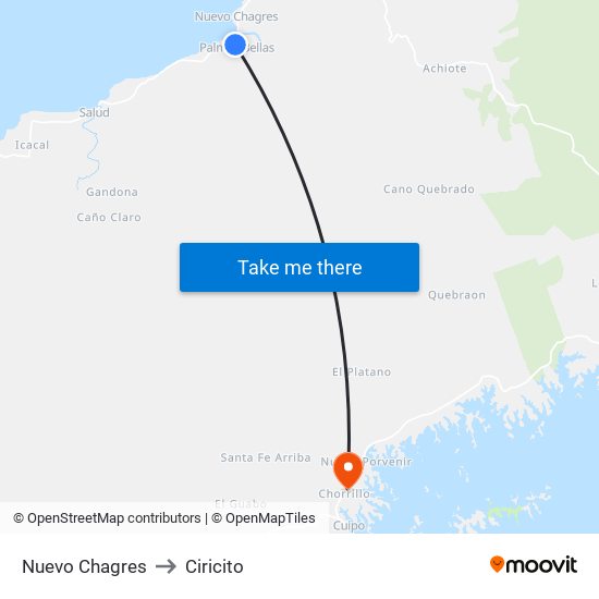 Nuevo Chagres to Ciricito map
