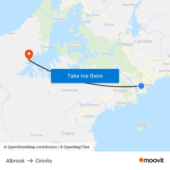 Albrook to Ciricito map
