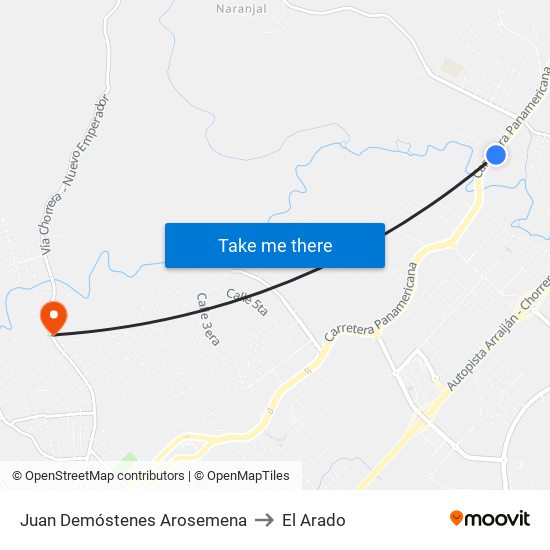 Juan Demóstenes Arosemena to El Arado map