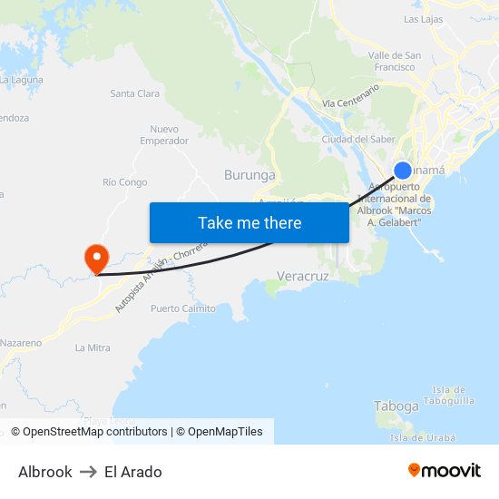 Albrook to El Arado map