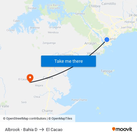 Albrook - Bahía D to El Cacao map