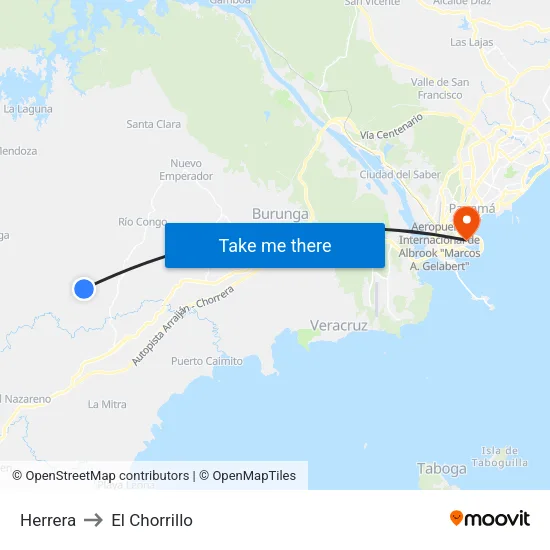 Herrera to El Chorrillo map