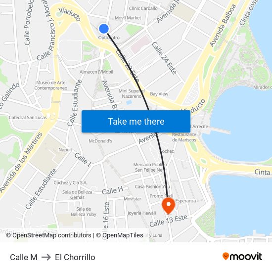 Calle M to El Chorrillo map