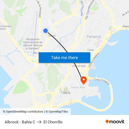Albrook - Bahía C to El Chorrillo map