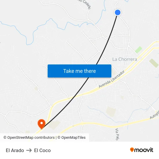 El Arado to El Coco map