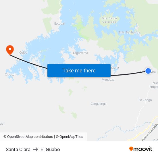 Santa Clara to El Guabo map