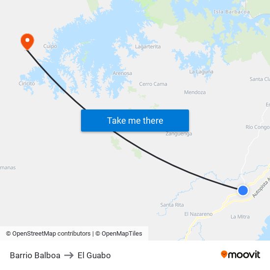 Barrio Balboa to El Guabo map