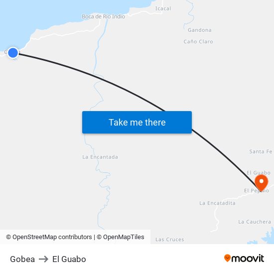 Gobea to El Guabo map