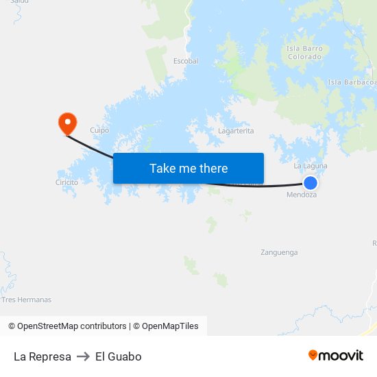 La Represa to El Guabo map