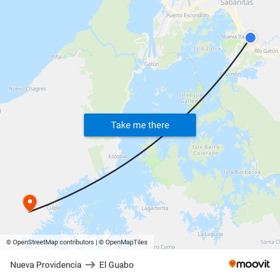 Nueva Providencia to El Guabo map