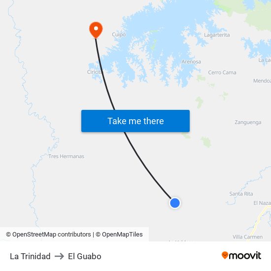 La Trinidad to El Guabo map
