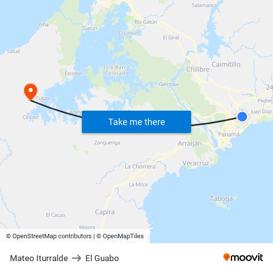 Mateo Iturralde to El Guabo map