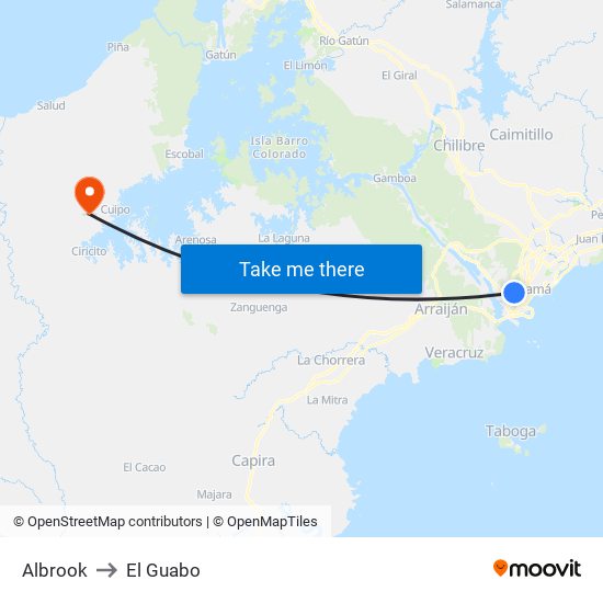 Albrook to El Guabo map