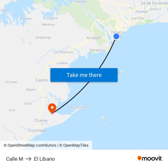 Calle M to El Libano map