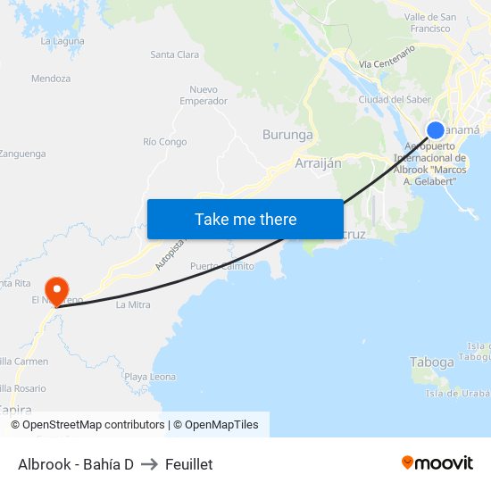 Albrook - Bahía D to Feuillet map