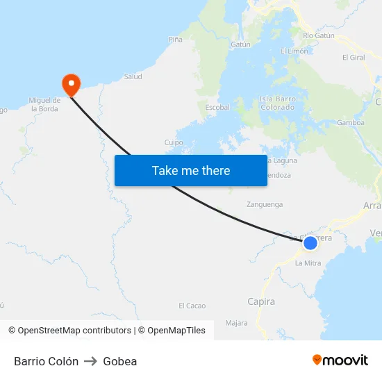 Barrio Colón to Gobea map