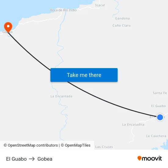 El Guabo to Gobea map