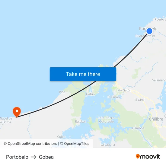 Portobelo to Gobea map