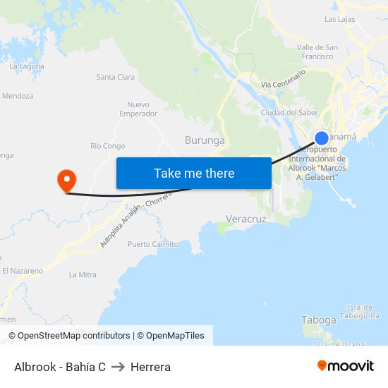 Albrook - Bahía C to Herrera map