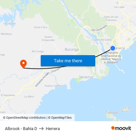 Albrook - Bahía D to Herrera map