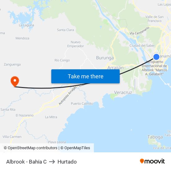 Albrook - Bahía C to Hurtado map