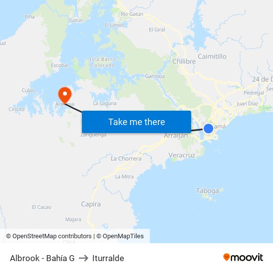 Albrook - Bahía G to Iturralde map