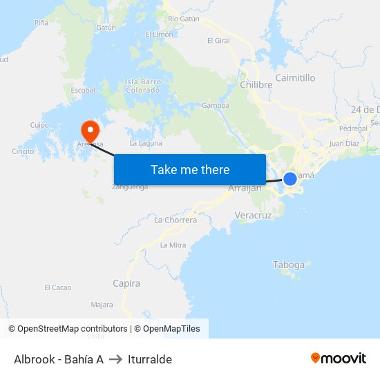 Albrook - Bahía A to Iturralde map