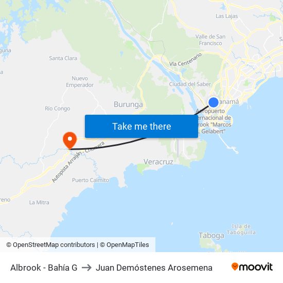 Albrook - Bahía G to Juan Demóstenes Arosemena map