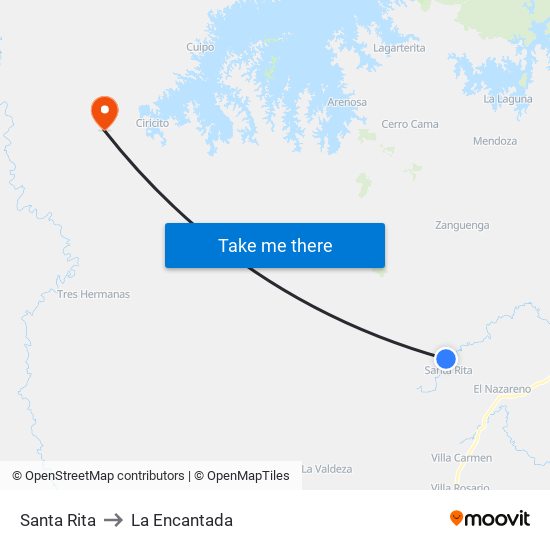 Santa Rita to La Encantada map