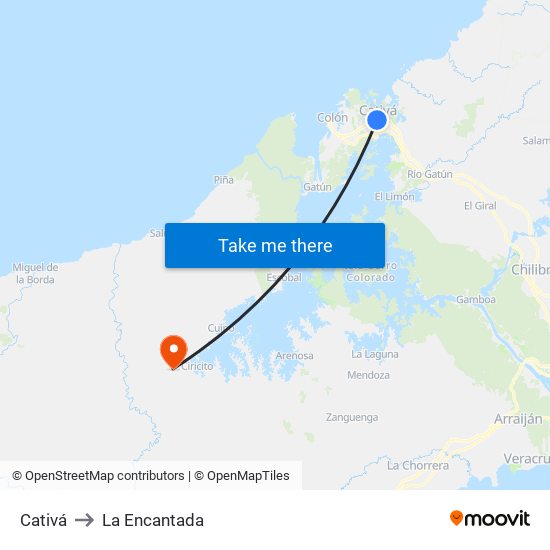 Cativá to La Encantada map