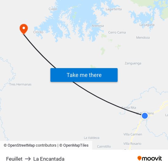 Feuillet to La Encantada map