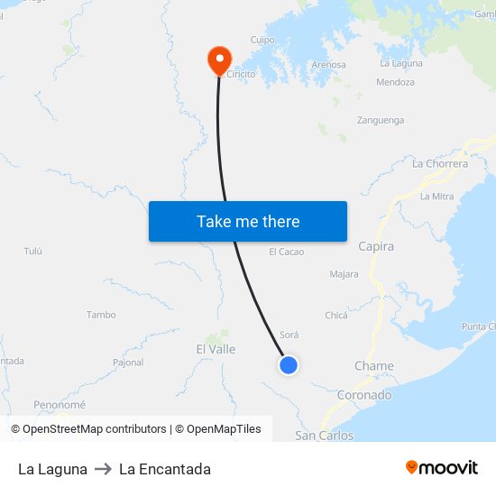 La Laguna to La Encantada map