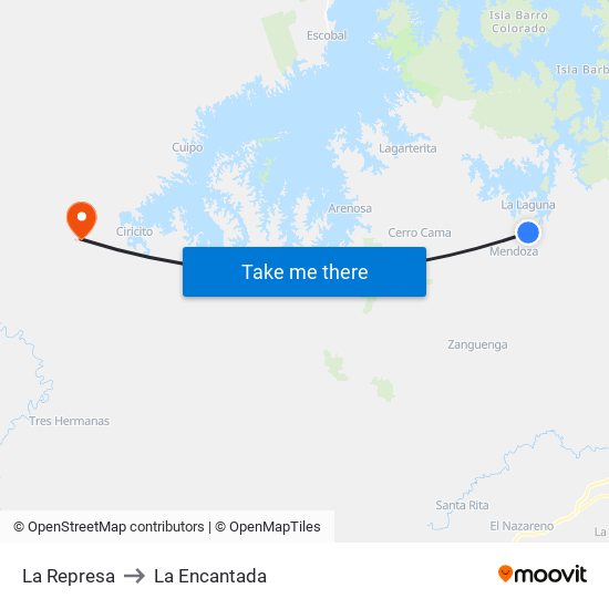 La Represa to La Encantada map