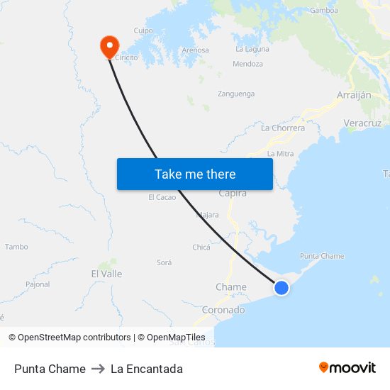 Punta Chame to La Encantada map