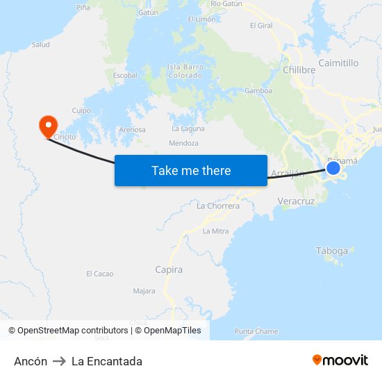 Ancón to La Encantada map