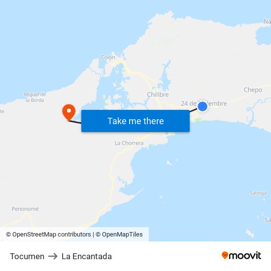 Tocumen to La Encantada map