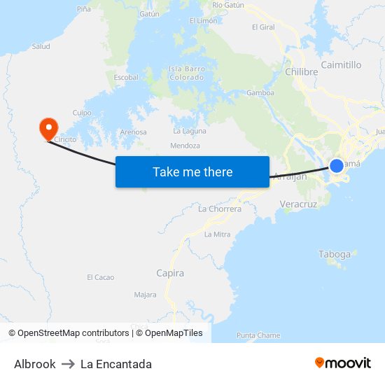 Albrook to La Encantada map
