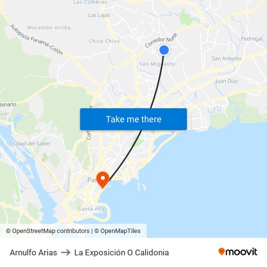 Arnulfo Arias to La Exposición O Calidonia map