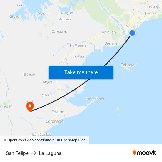 San Felipe to La Laguna map