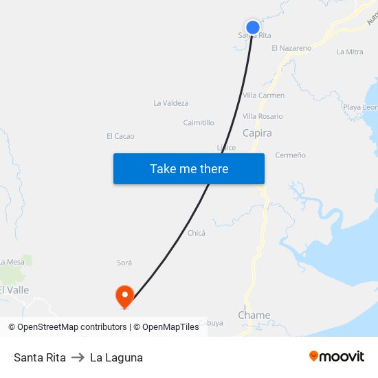 Santa Rita to La Laguna map