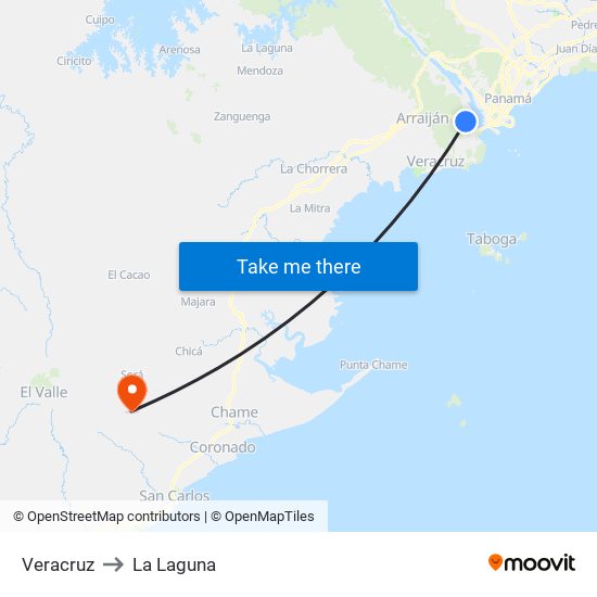Veracruz to La Laguna map